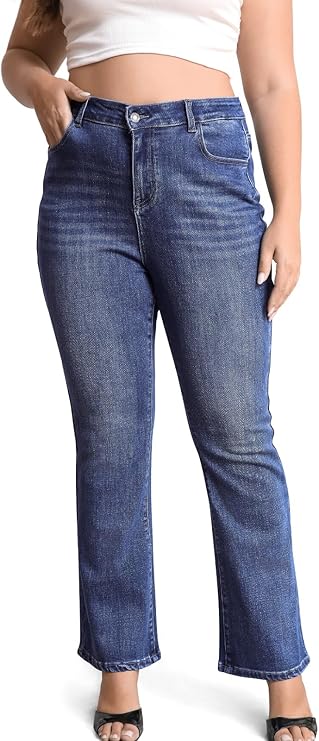 High Elasticity Tummy Control Bootcut Jeans for Women