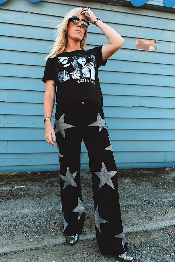 High Rise Rhinestone Star Jeans