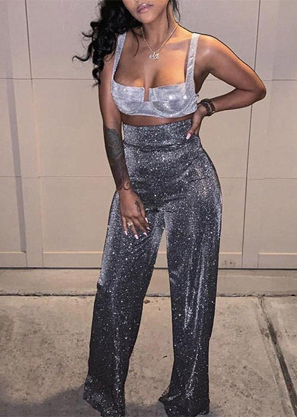 Fashion High Waist Glitter Wide-leg Pants