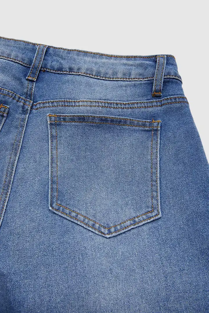 Cut Out Roll Hem Raw Hem Asymmetrical High Waist Straight Leg Jeans