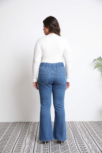 High-waisted, Hip-lifting, Slimming Double-pocket Flared Jeans
