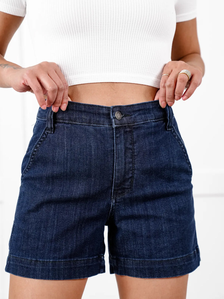 Dark Wash Trouser Shorts