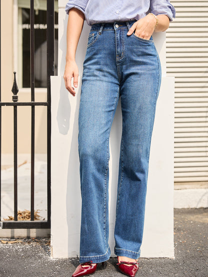 2025 Spring New Arrivals Women's High Waist Slim Fit Stretch Classic Flare Denim