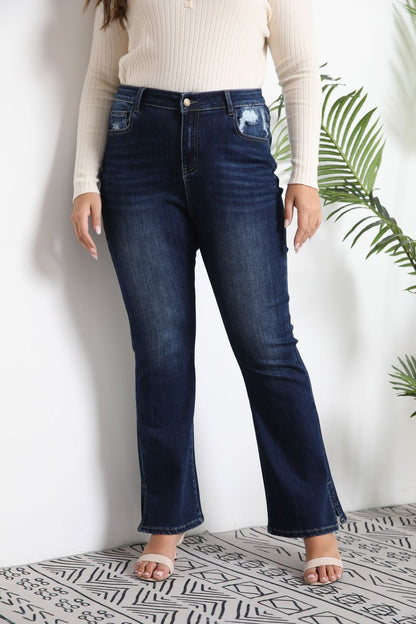 High-Waisted Stretch Flared Jeans