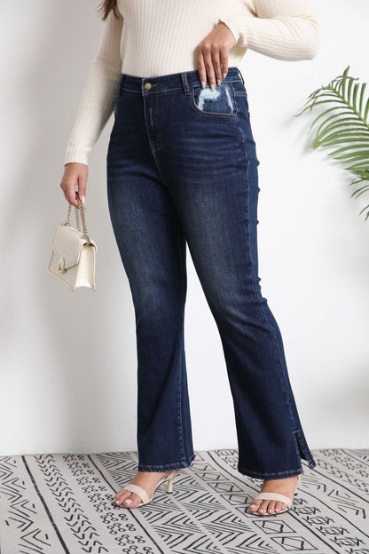 High-Waisted Stretch Flared Jeans