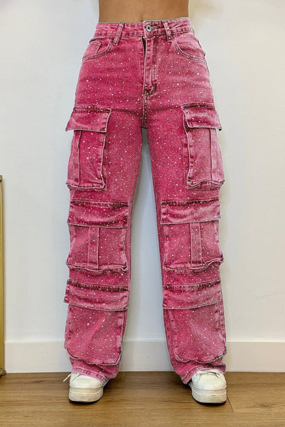 High Waisted Diamanté Rhinestone Jeans