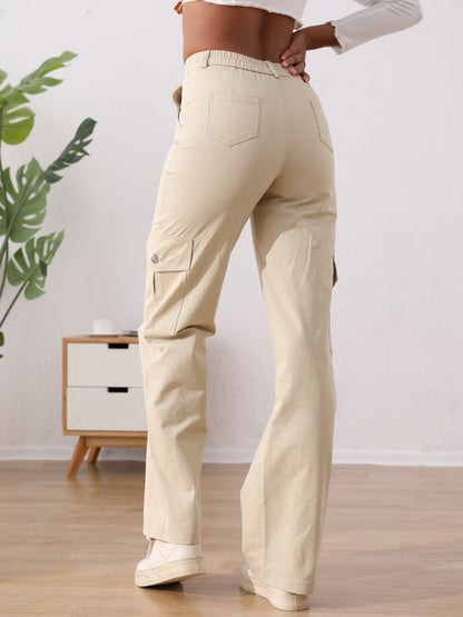 High Waist Flap Pocket Side Cargo Jeans