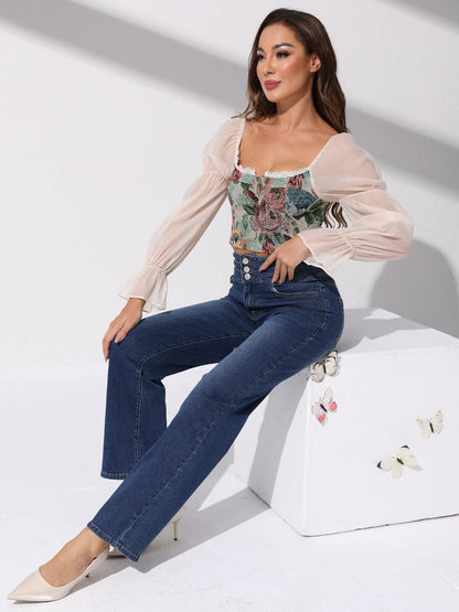 High Stretch Rigid Denim Straight-Leg Jeans