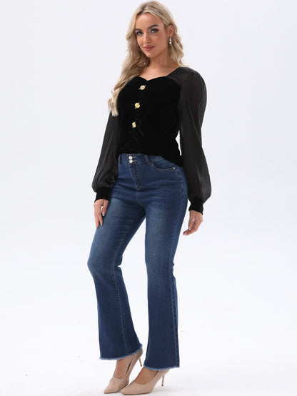 Chic High-Waisted Loose Fit Flare Jeans