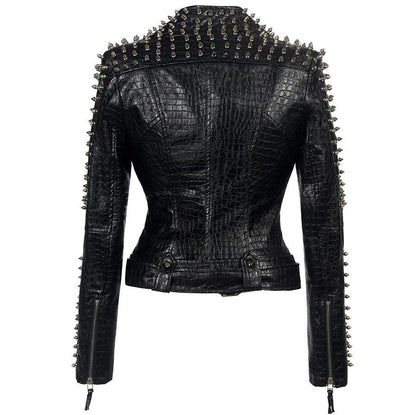 Steampunk Jackets: Rivet Detail Faux Leather Biker Jacket