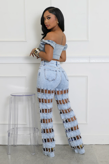 Sexy Cut Out Straight Leg Jeans