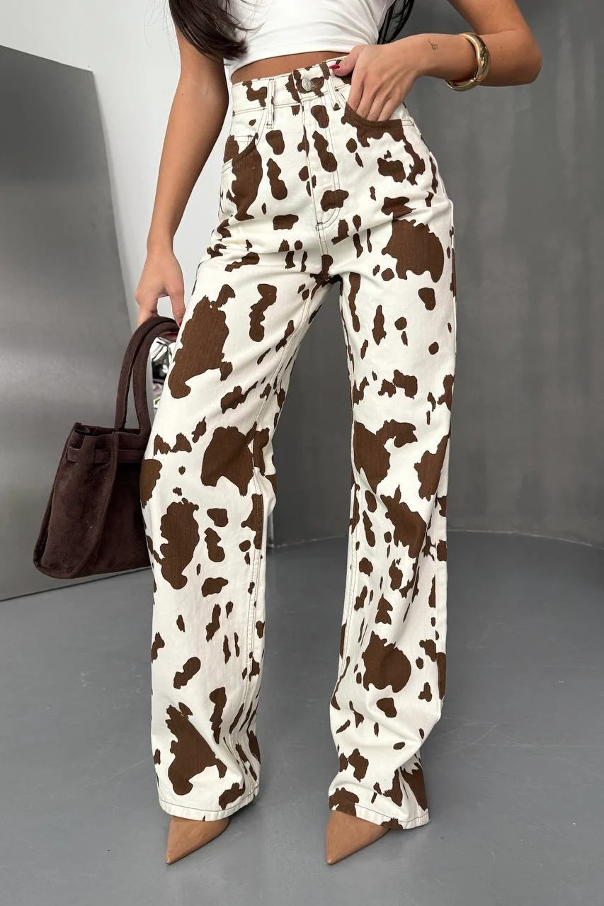 Rodeo Cow Stripes Wide Leg Denim