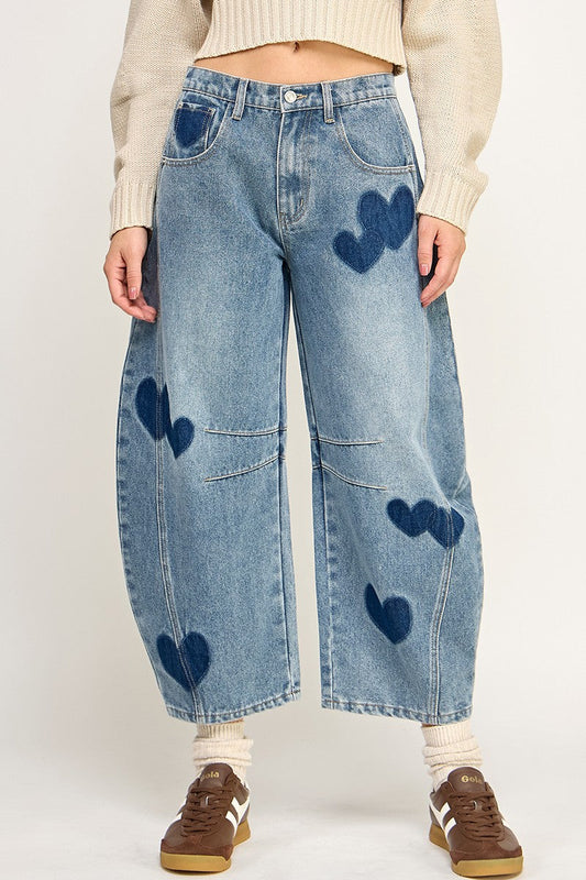 Heart Barrel Denim Pants