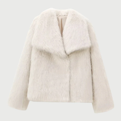 Vintage Cropped Faux Fur Jacket – Elegant Winter Style