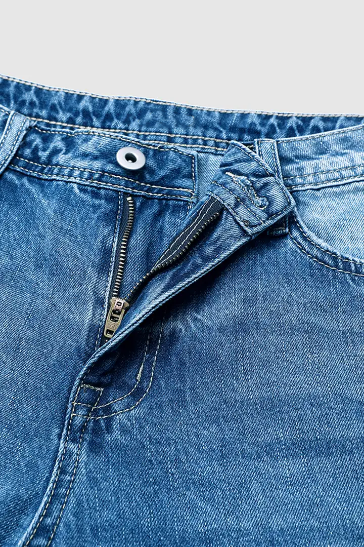 Ripped Raw Hem Mid Rise Straight Leg Cropped Jeans