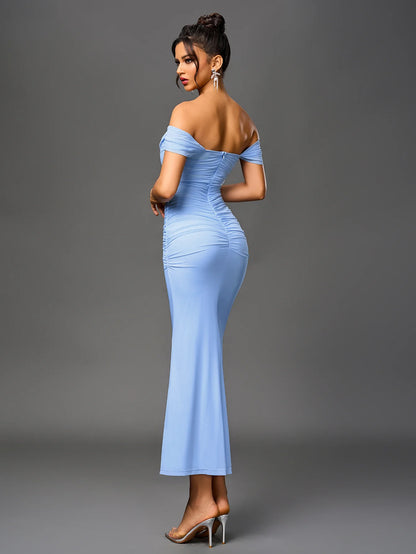 Renaya | Off shoulder ruched maxi dress