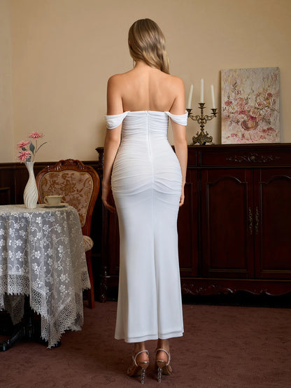 Renaya | Off shoulder ruched maxi dress