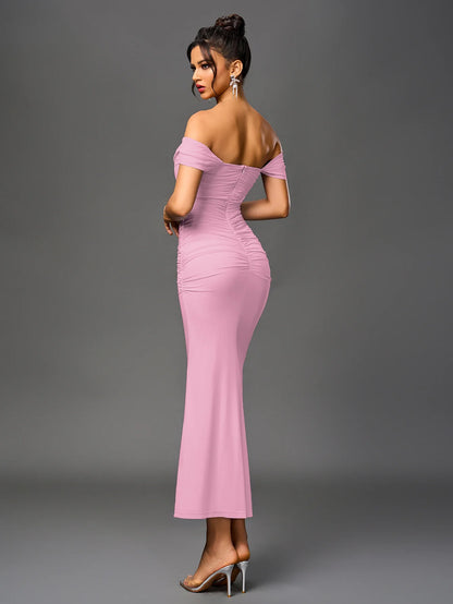 Renaya | Off shoulder ruched maxi dress