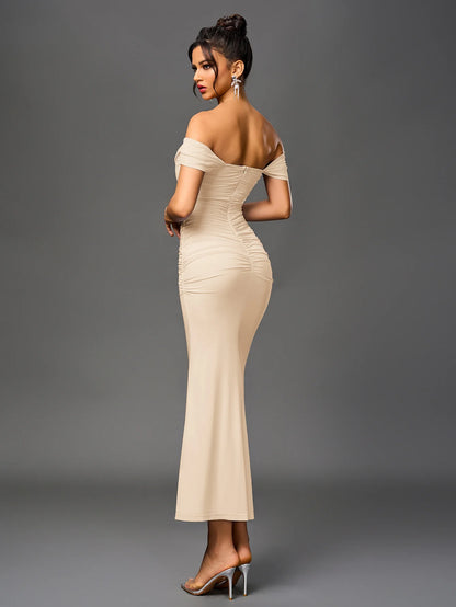 Renaya | Off shoulder ruched maxi dress