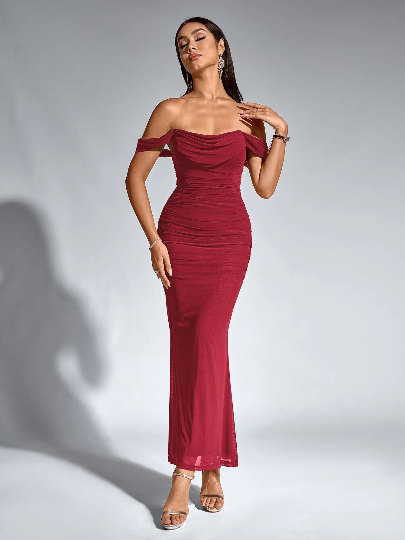 Renaya | Off shoulder ruched maxi dress