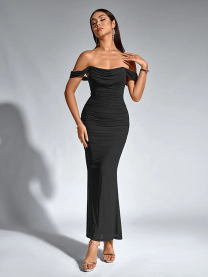 Renaya | Off shoulder ruched maxi dress
