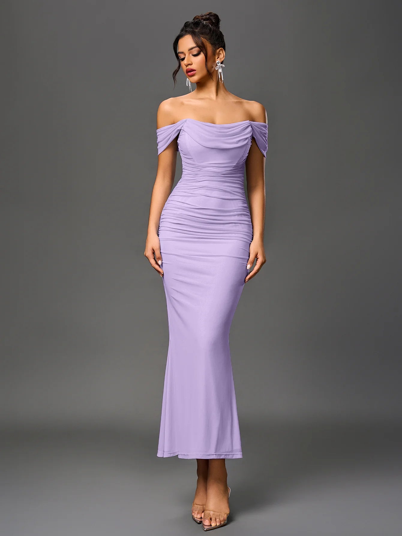 Renaya | Off shoulder ruched maxi dress