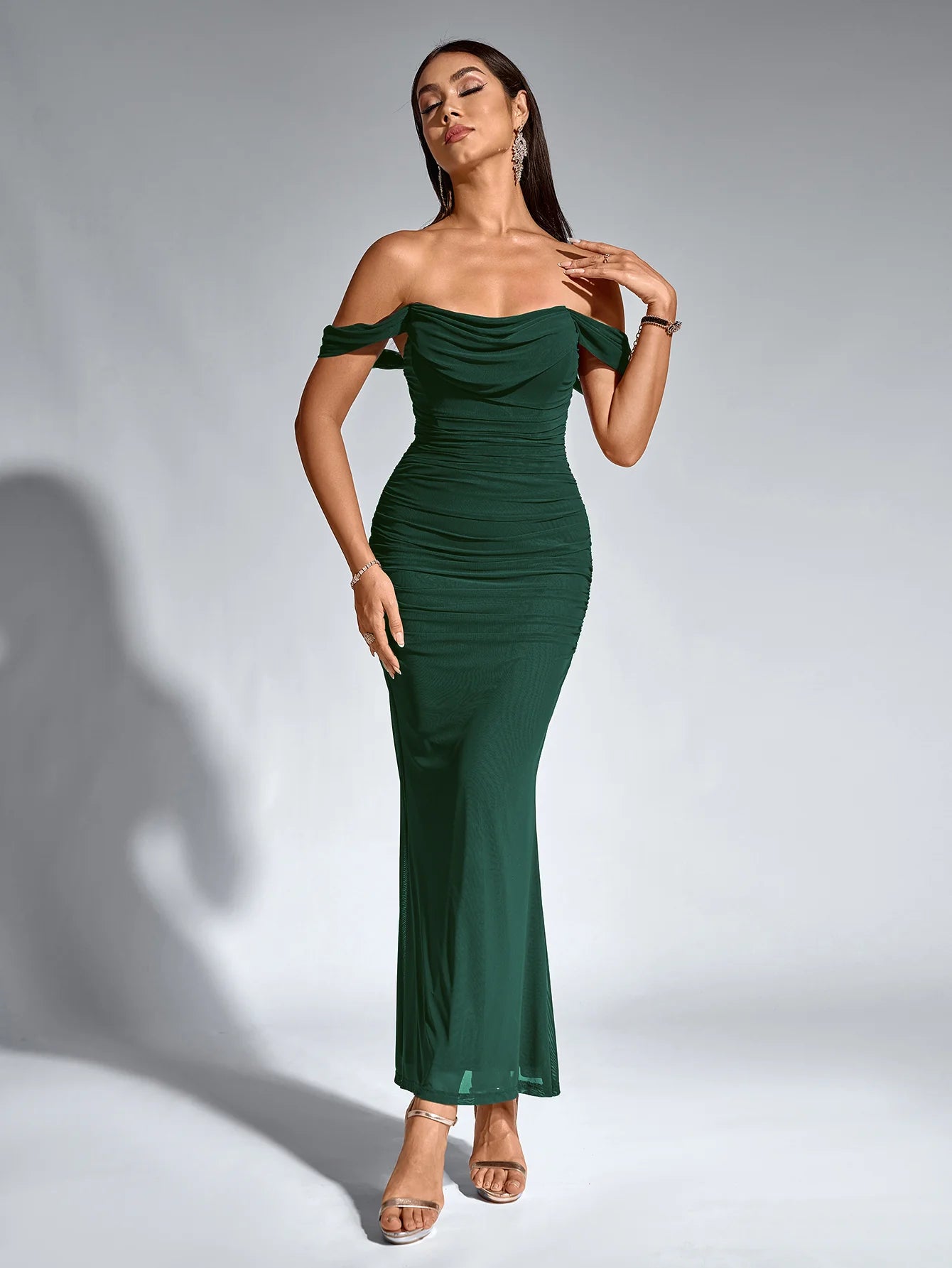 Renaya | Off shoulder ruched maxi dress