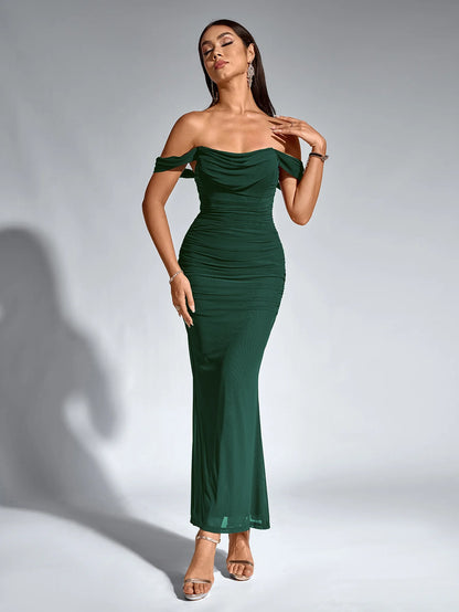 Renaya | Off shoulder ruched maxi dress