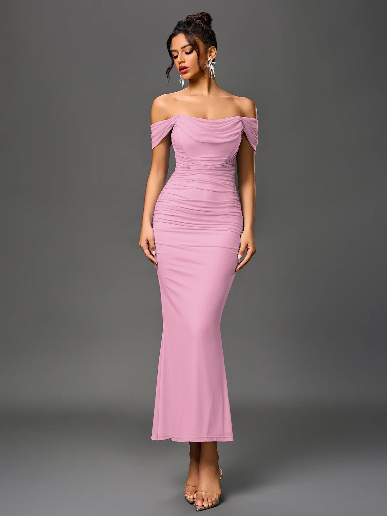 Renaya | Off shoulder ruched maxi dress
