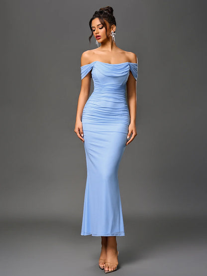 Renaya | Off shoulder ruched maxi dress