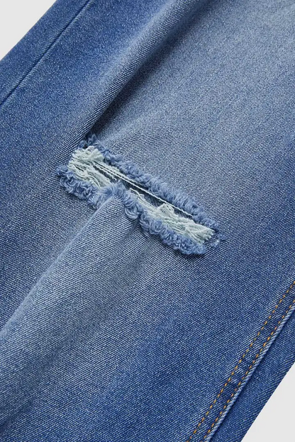 Cut Out Roll Hem Raw Hem Asymmetrical High Waist Straight Leg Jeans