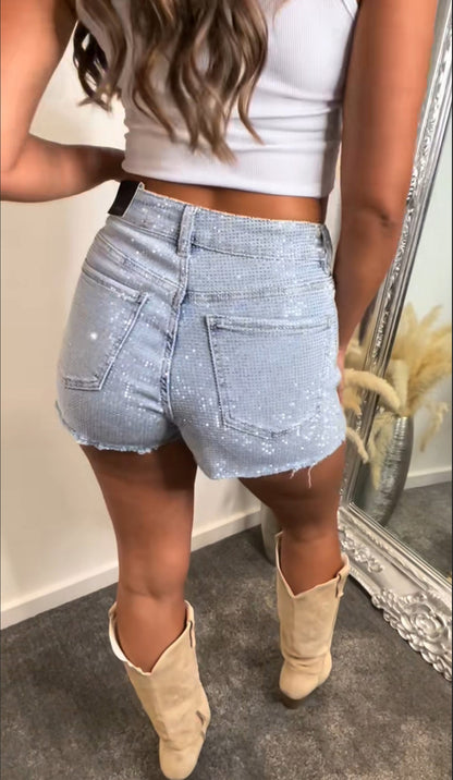 Diamanté Denim Shorts